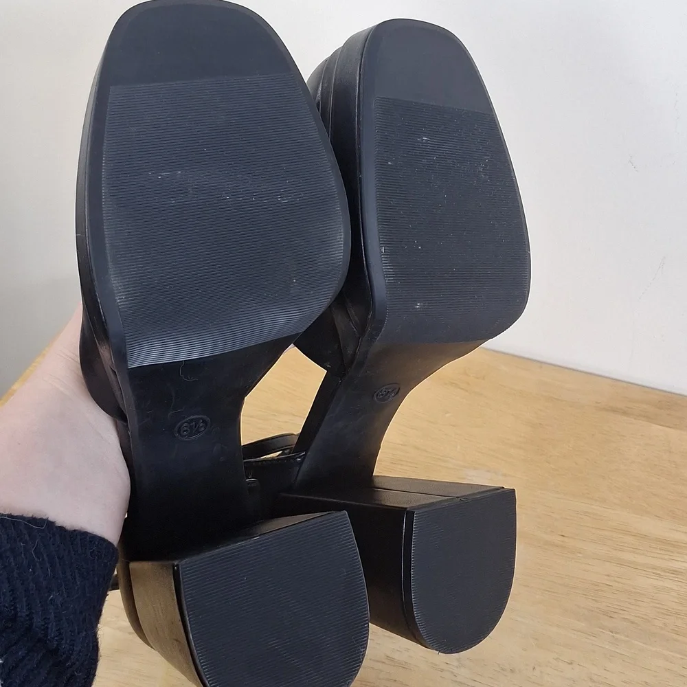 Wild Fable Black Square Toe Platform Block Heels Pumps Ankle Strap Size 8.5 - Picture 10 of 13